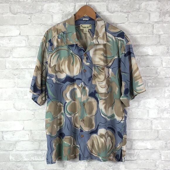 Paradise Coves 100% Silk Hawaiian Loop Button Mens Shirt XL 7050 - Picture 1 of 7